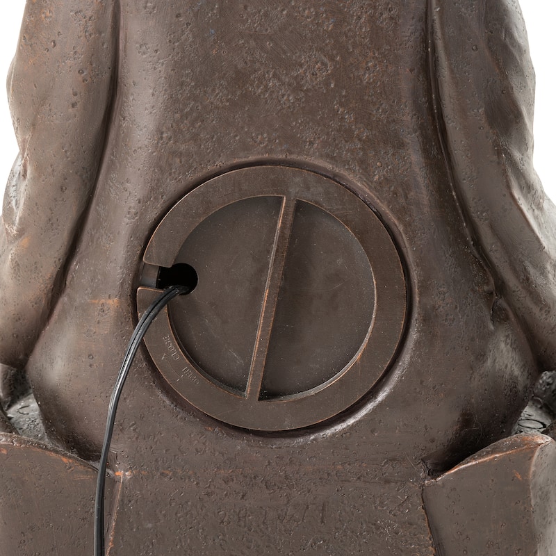 Glitzhome 21.75"H 2-Tiered Lighted Zen Style Frog Elephant Hippo Polyresin Outdoor Fountains