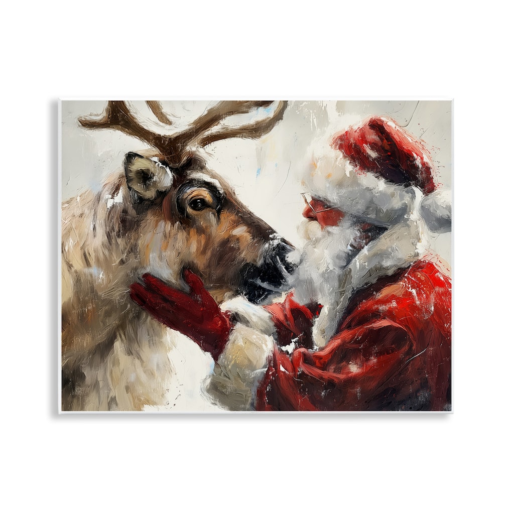 Stupell Traditional Santa & Reindeer Wall Plaque Art Design By Arlington Prints