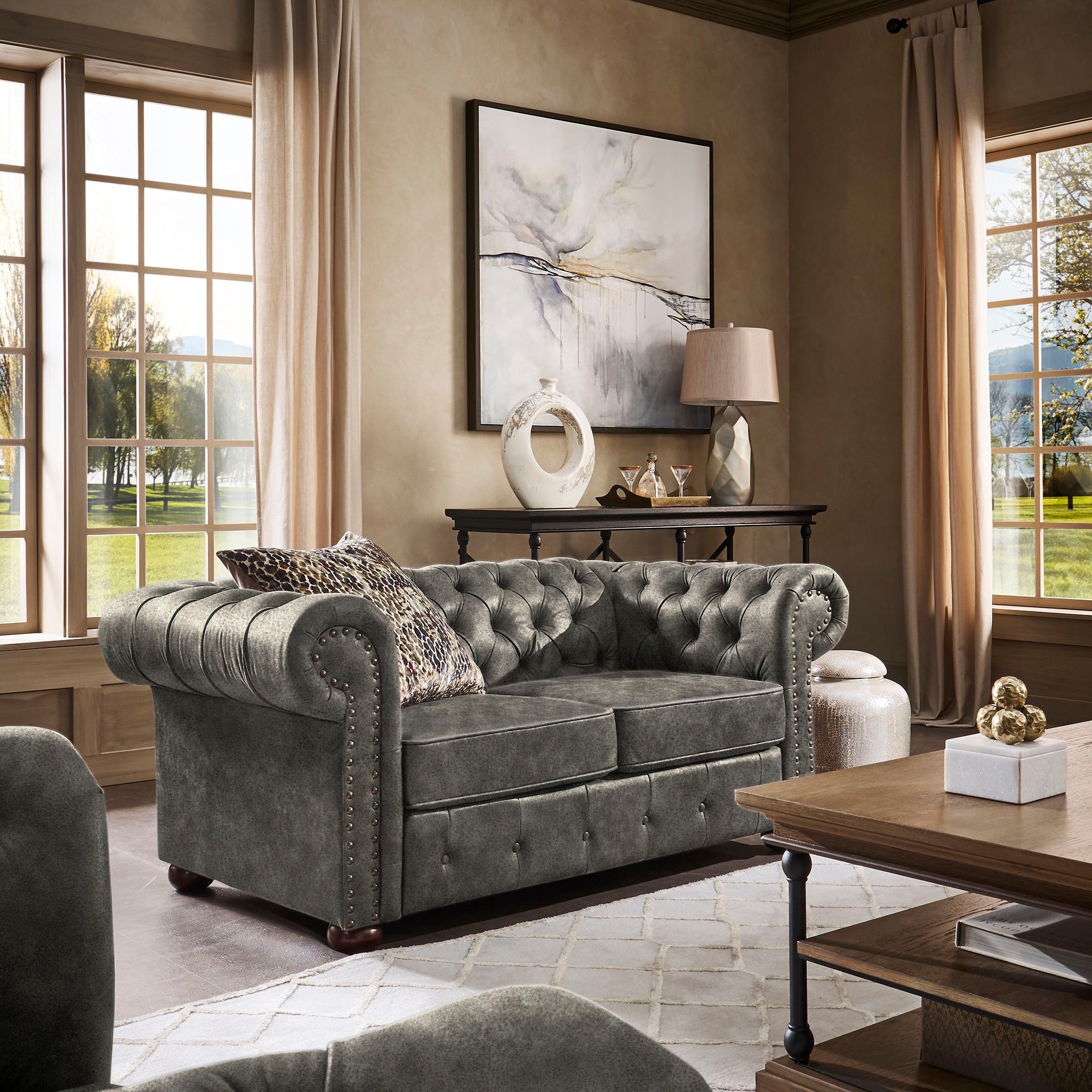Tufted sales chesterfield loveseat