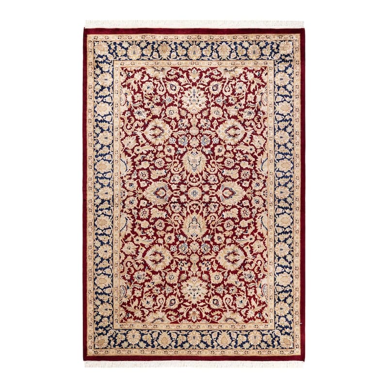 Overton Handknotted Wool Traditional Oriental Red Area Rug - 4' x 6' - Red - 4' x 6'
