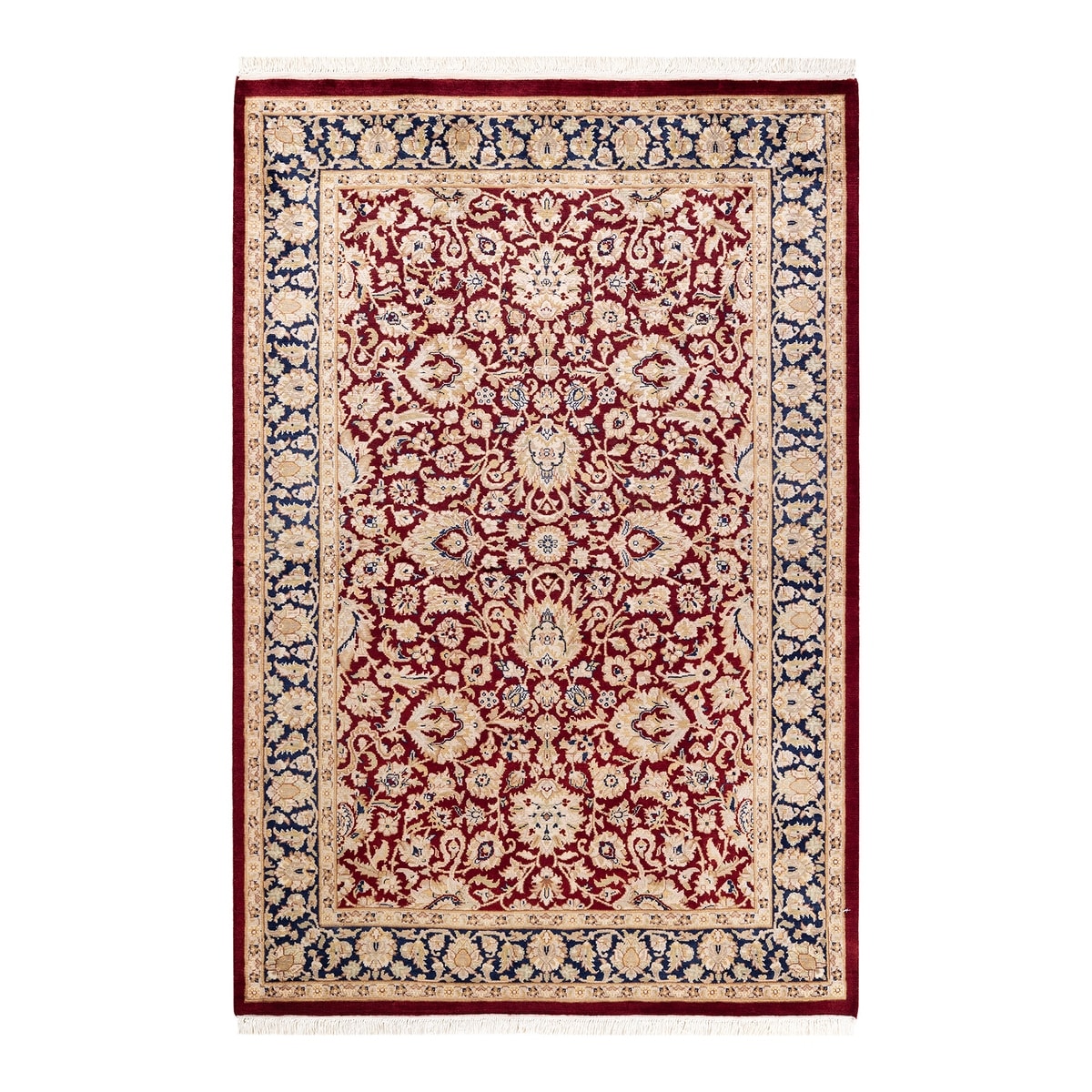 Overton Handknotted Wool Traditional Oriental Red Area Rug - 4' x 6'
