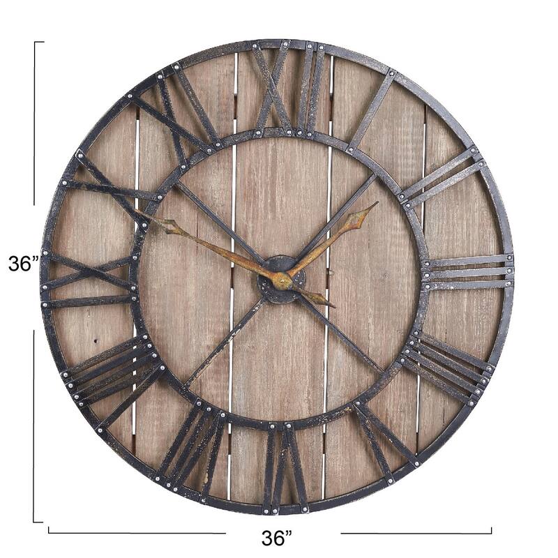 Household Essentials Carbon Loft Maunchly Roman Numerals Vintage Wall Clock