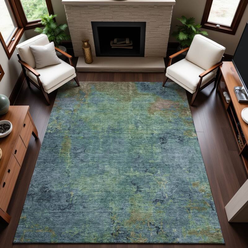 Premium Washable Super Soft Solid Ombre Mayfield Rug - Blue - 5' x 7'6"
