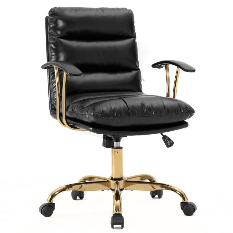 Regina Modern Executive Adjustable Office Chair Padded Leather with Tilt & 360° Swivel for Home Office Conference Work - Black