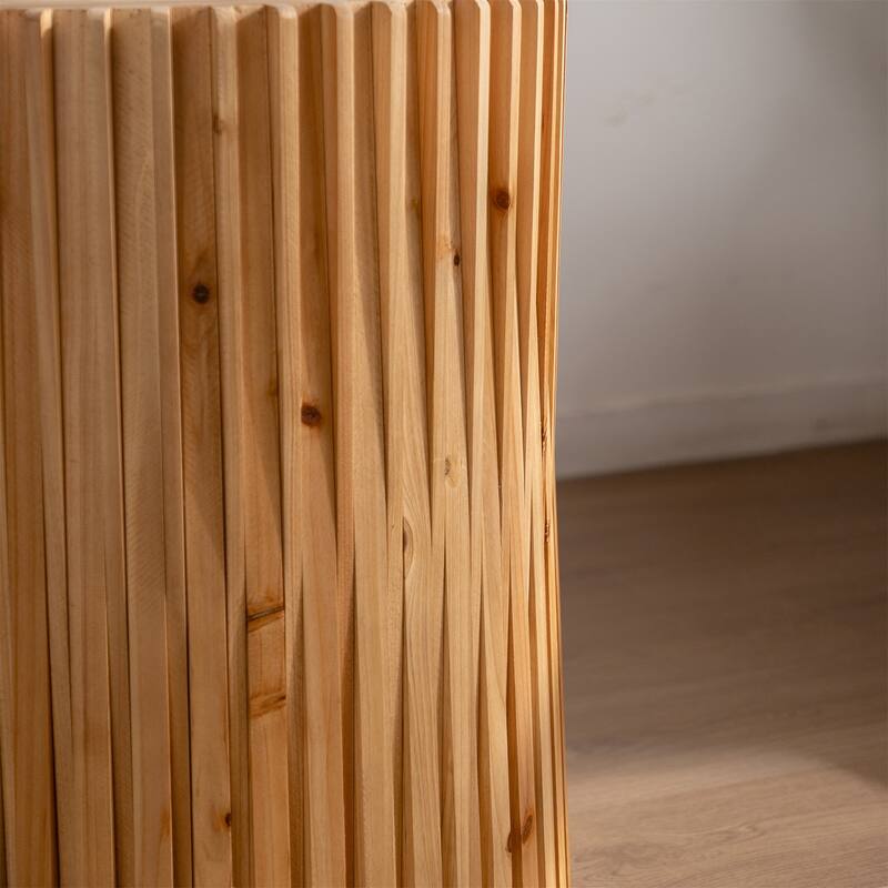 2-Piece Cylindrical Coffee Table Set with Vertical Texture Relief