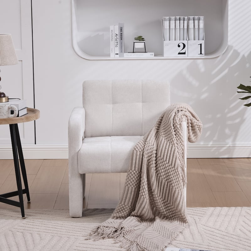 Accent Chair Side Chair Reception Chair, Beige Reading Chair Dressing Chair Leisure Chair Office Chair - Beige