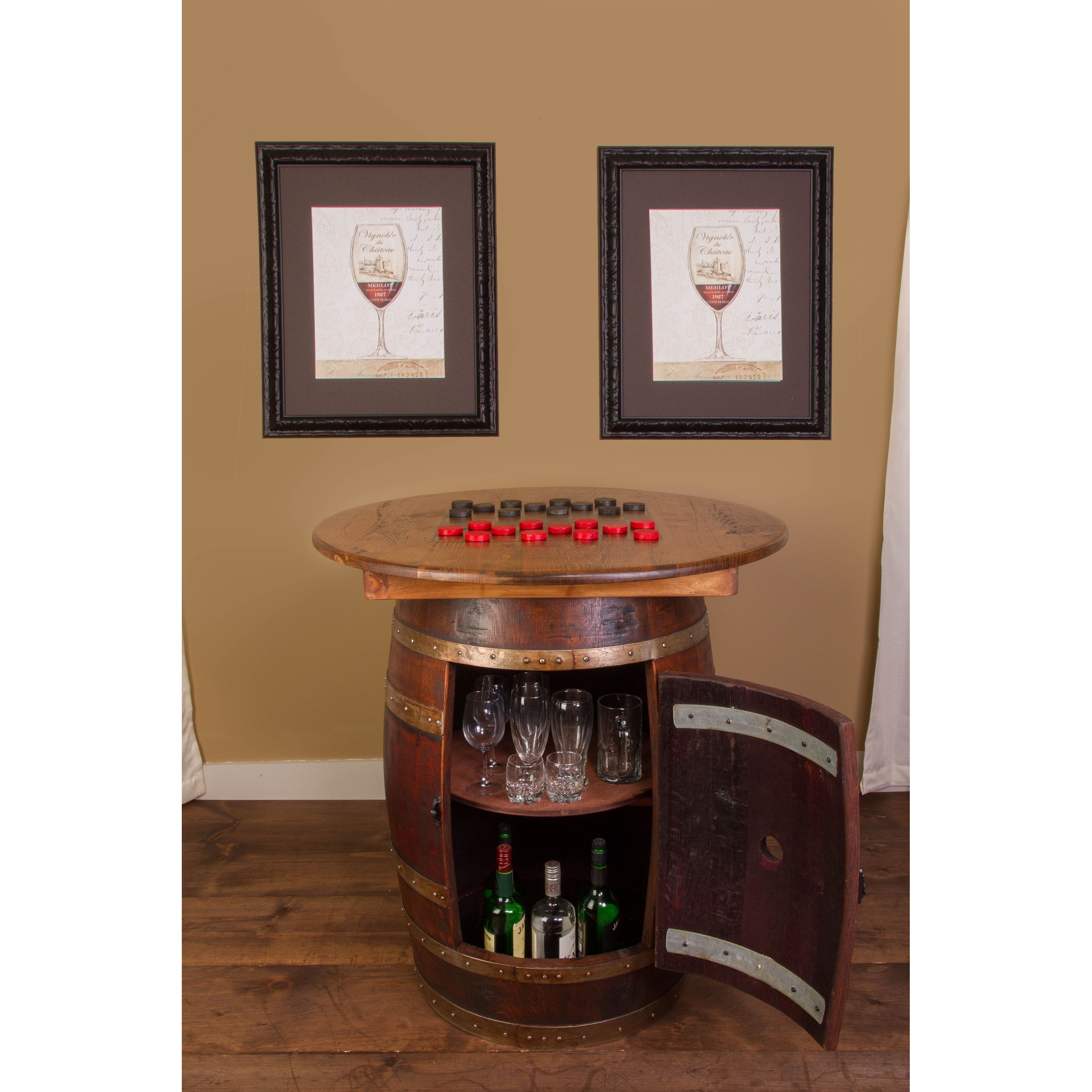 Barrel table on sale with storage