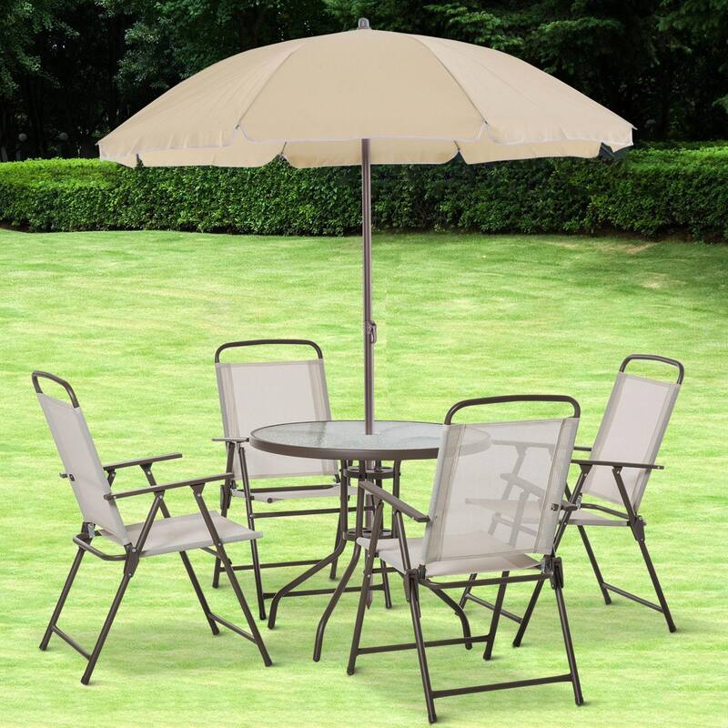 Outsunny 6-piece Patio Dining Furniture Set - Beige