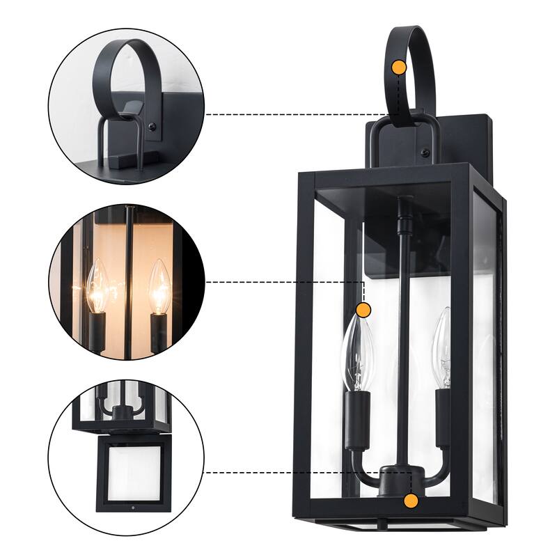 C Cattleya 1 Pack 2-Light 18.25-in Matte Black Outdoor Wall Light with Close Bottom