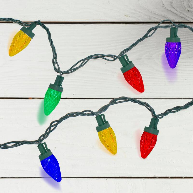 50 Count Multi-Color LED C7 Christmas Lights 20.25 ft Green Wire