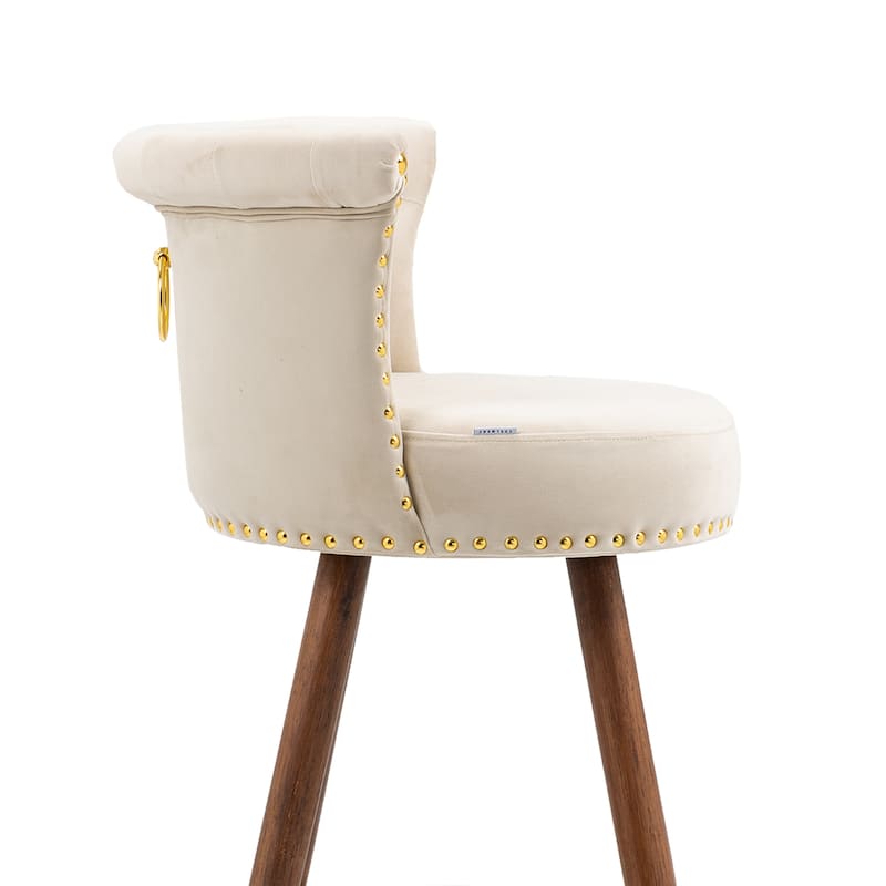 COOLMORE Vintage Upholstered Bar Stools with Backrest and Footrest, Fixed Height 360° Rotation for Kitchen, Dining, Home Bar