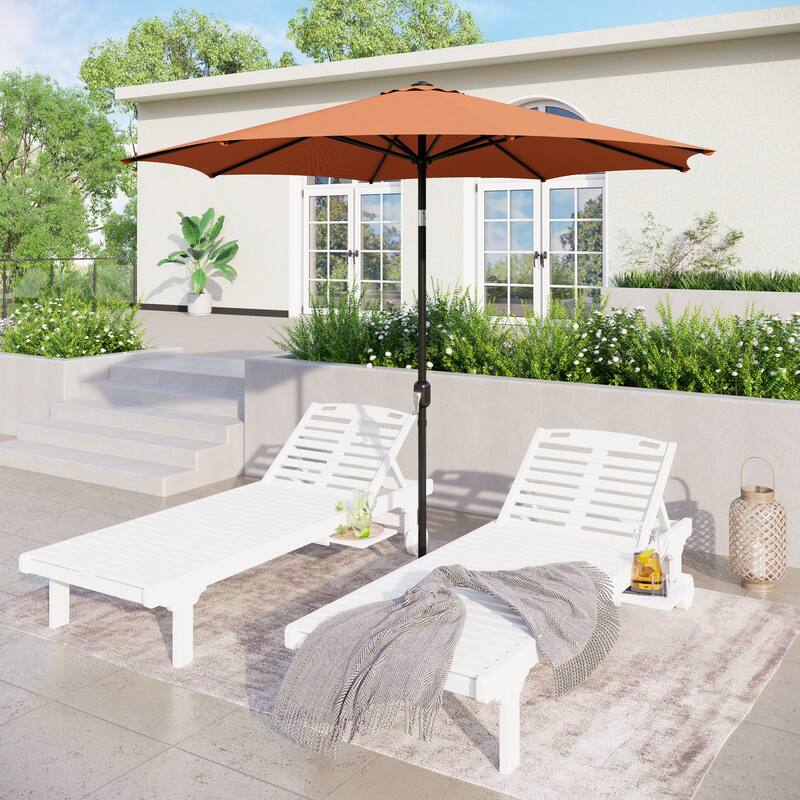 9ft Patio Umbrella Outdoor Market Table Umbrellas with 8 Ribs and Push Button Tilt