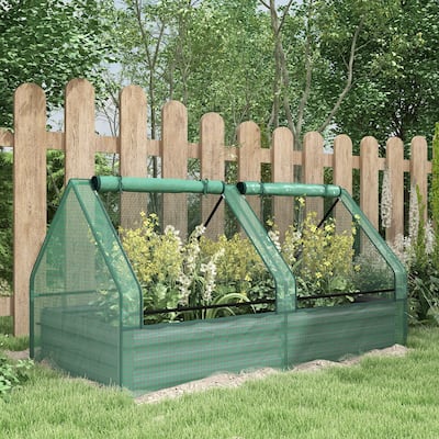 6' x 3' Galvanized Raised Garden Bed with Mini Greenhouse