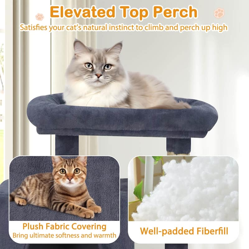 Costway 70” Large Cat Tree for Indoor Cats with Plush Top Perch, Dual - See Details