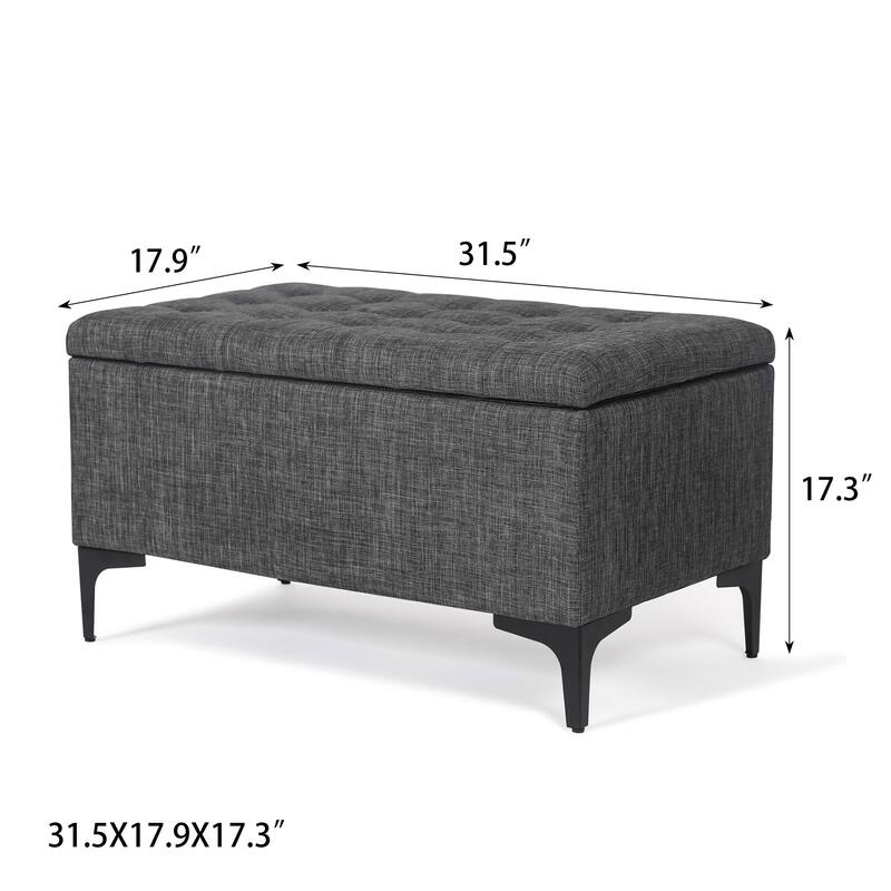Adeco 31.5" Storage Ottoman Bench with Metal Legs