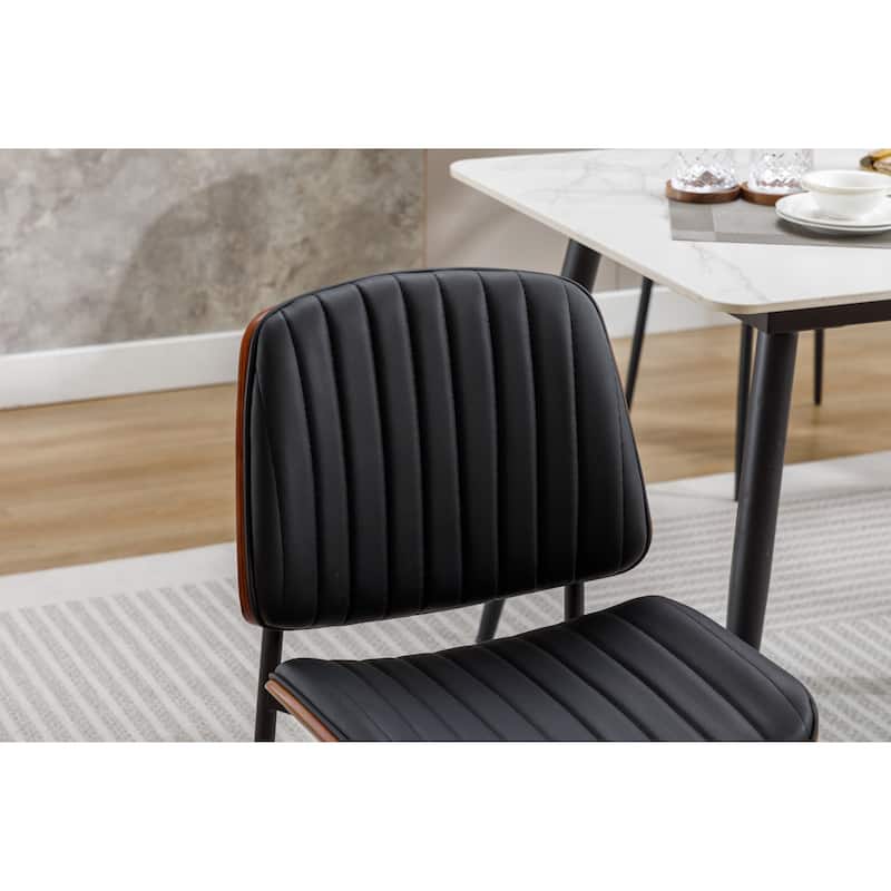 Mid Century Modern Retro Faux Leather Dining Set of 2 Chair with Adjustable Foot for Kitchen Dining Room - White