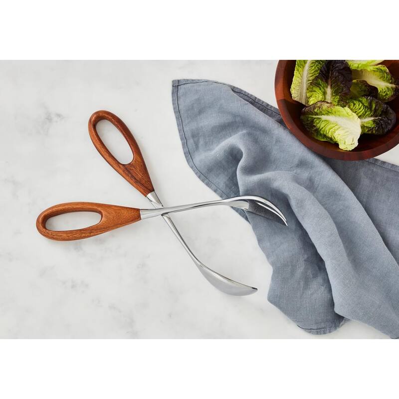 Nambe Curvo Salad Scissors - Brown