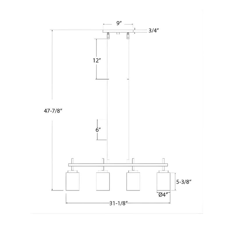 31"w 4-Light LED Kitchen Island Light Brushed Nickel Finish Frosted Glass Shade, RP Lighting