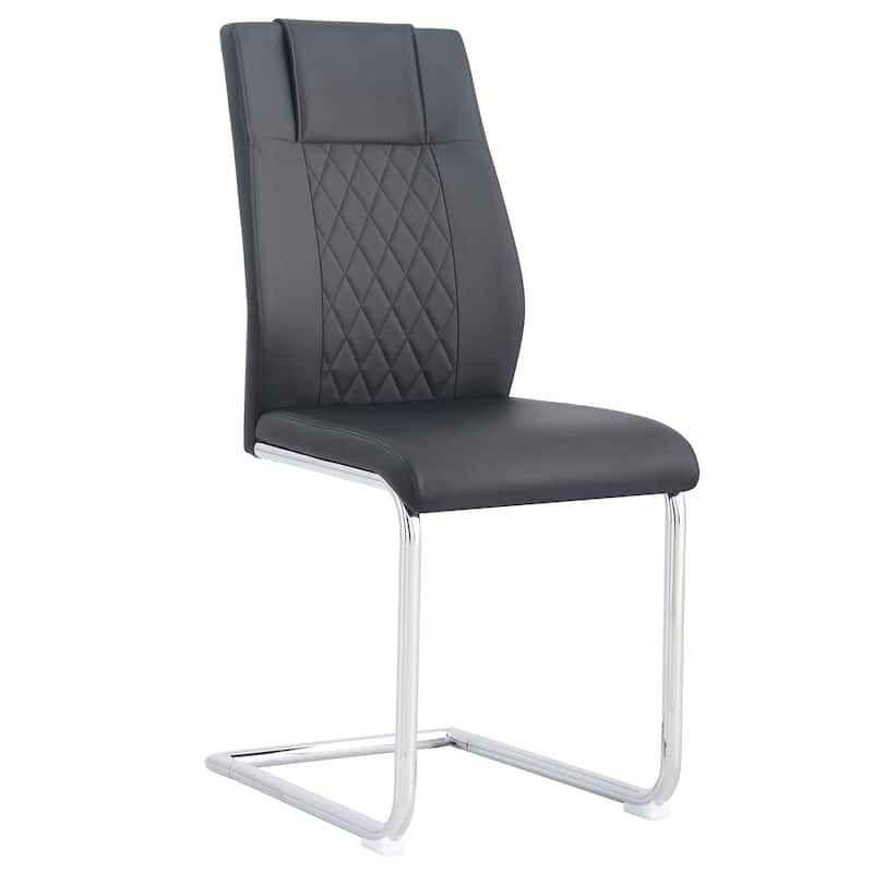 Leather Dining Chair Set of 6 Office Chair with C-Shaped Metal Legs