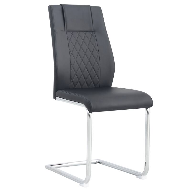 Modern PU Upholstered Dining Chairs with C-shaped Tube Metal Legs Set of 6