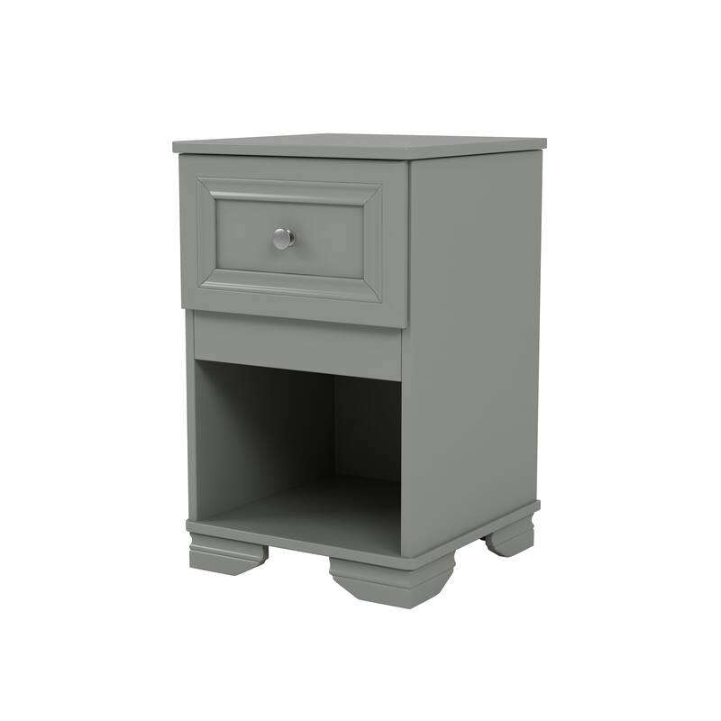 Retro Style Nightstand, Bedside Storage Cabinet with Open Shelves, Side Table with Drawer with Metal Handles, Coffee Table