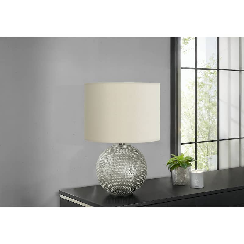 Lighting, 19"h, Table Lamp, Grey Resin, Ivory / Cream Shade, Modern - Grey