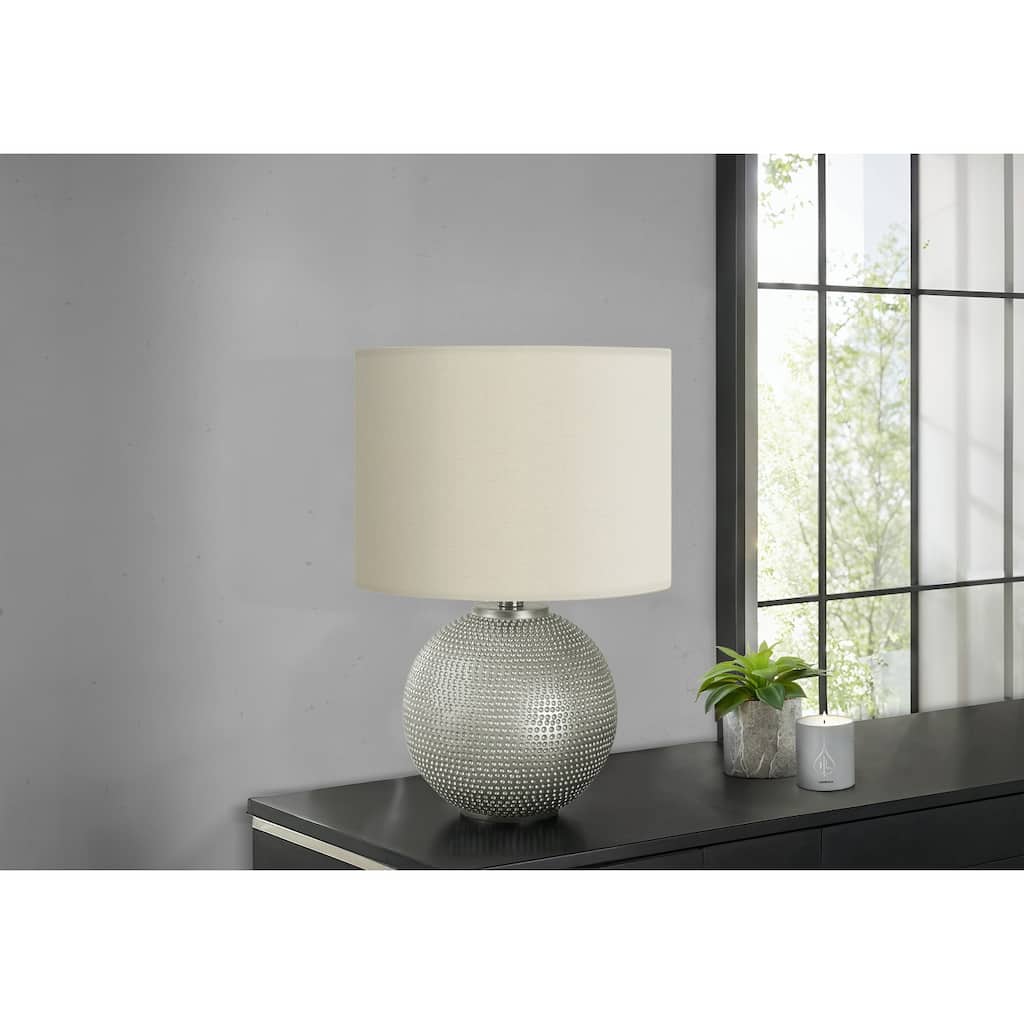 Lighting, 19"h, Table Lamp, Grey Resin, Ivory / Cream Shade, Modern