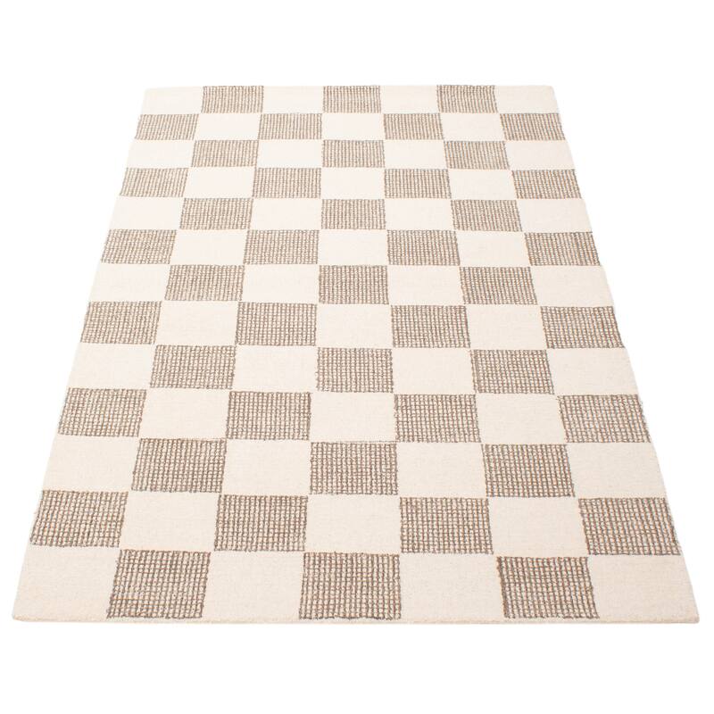 ECARPETGALLERY Hand Tufted Timeless Cream Wool Rug - 5'0 x 7'11