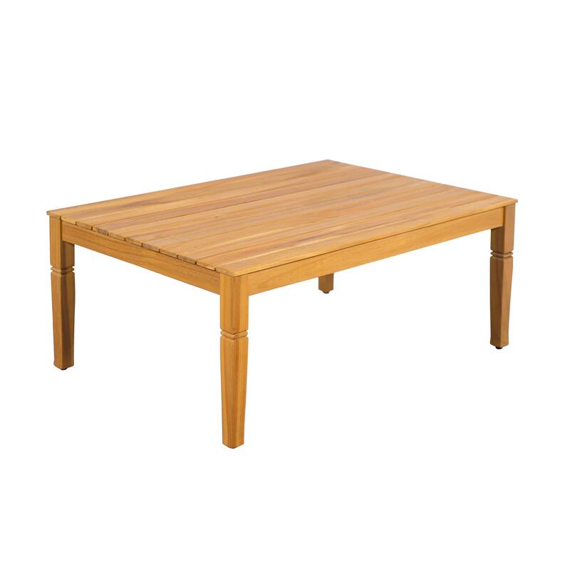 Roomfitters 4-Piece Acacia Wood Patio Furniture Set, Seating Conversation Set with 4-Inch Thick Cushions and Coffee Table