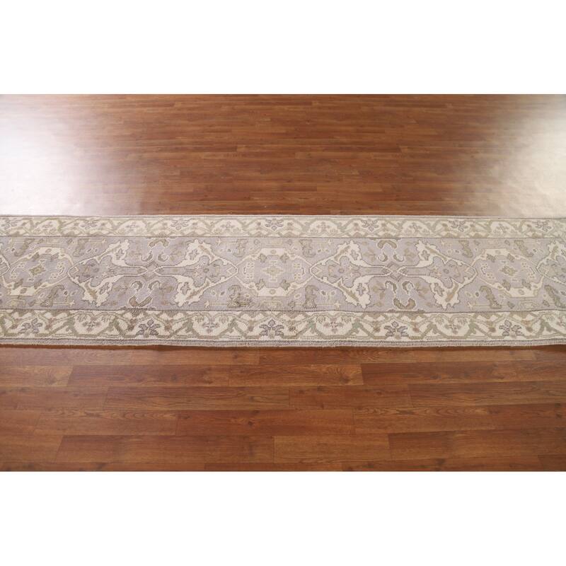 Oushak Style Runner Rug Hand-knotted Wool Carpet - 2'6"x 9'11"