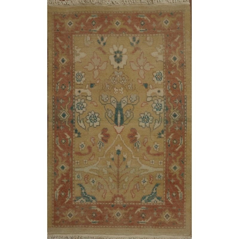Hand Knotted Oriental 100% Wool Carpet Traditional All-Over Brown Ziegler Area Rug - 3' 1'' X 1' 10''