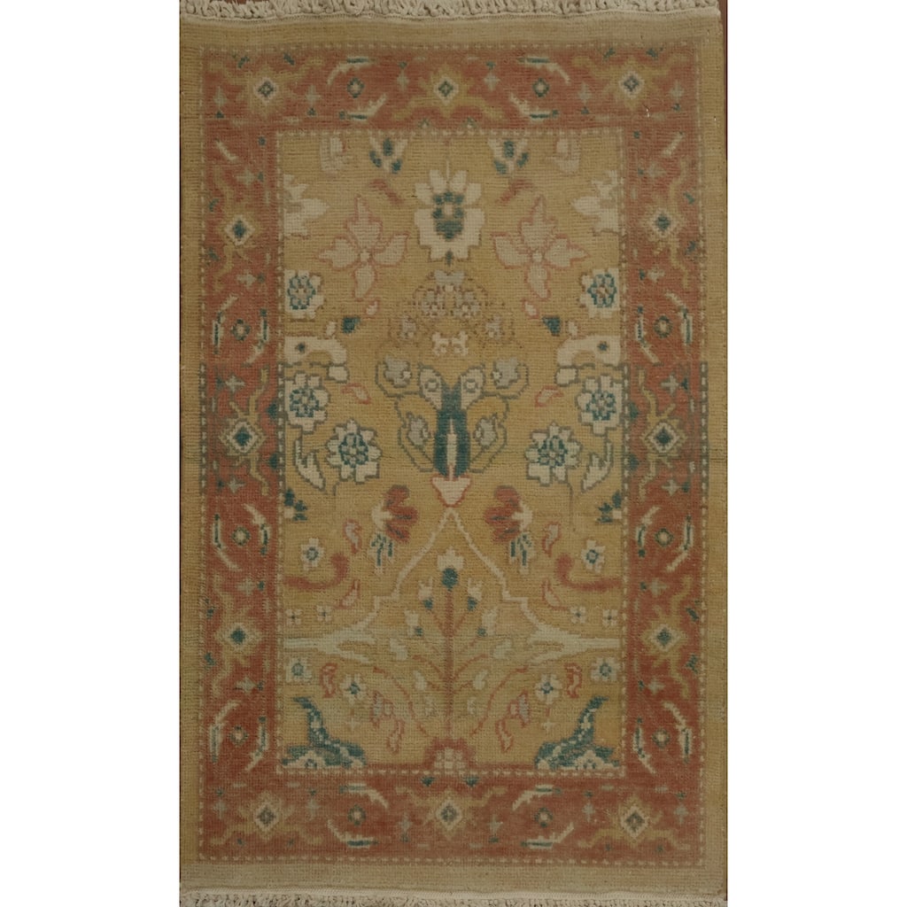 Hand Knotted Oriental 100% Wool Carpet Traditional All-Over Brown Ziegler Area Rug - 3' 1'' X 1' 10''