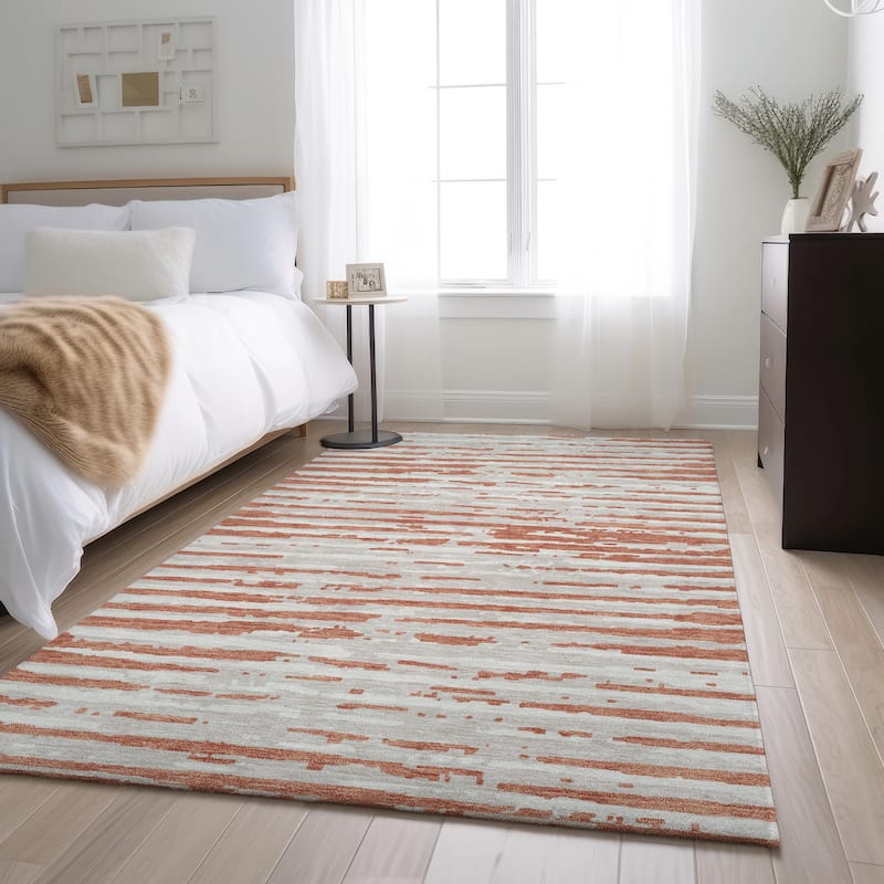 Premium Washable Super Soft Modern Scratches Mayfield Rug - Coral - 8' x 10'