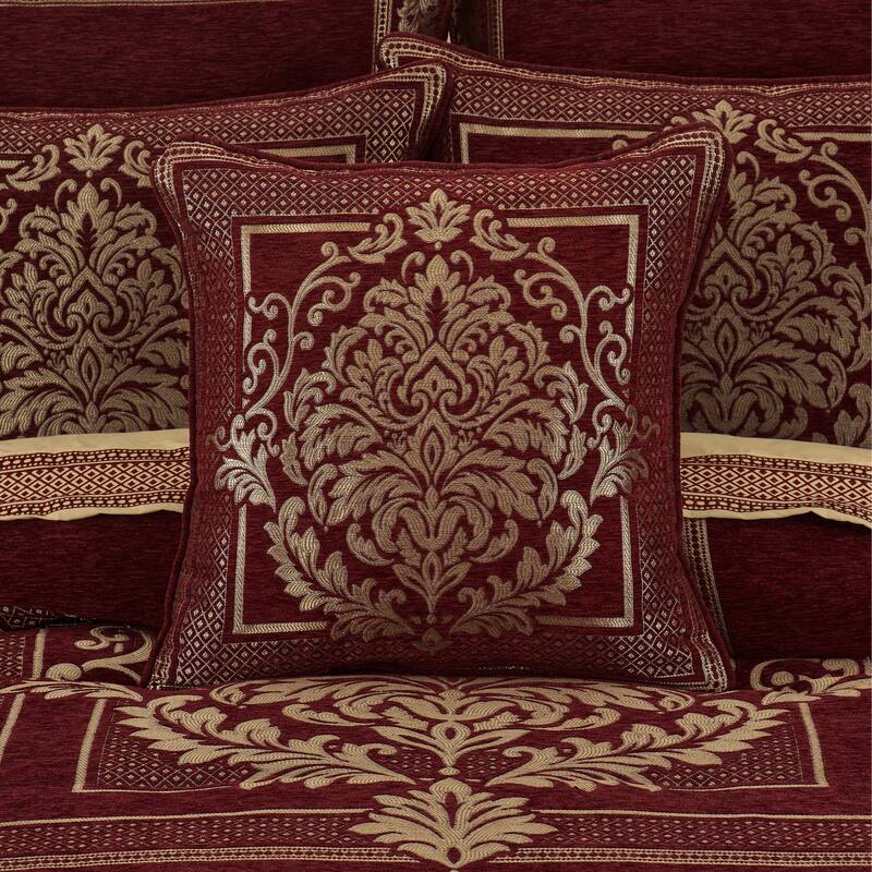 J. Queen New York Laurenza 20" Square Decorative Throw Pillow - Accent - Polyester - Crimson