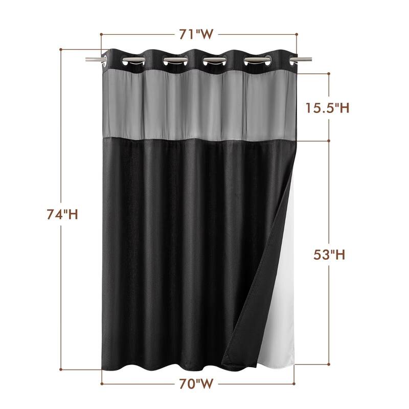 No Hook Embossed Shower Curtain with Snap-in Liner