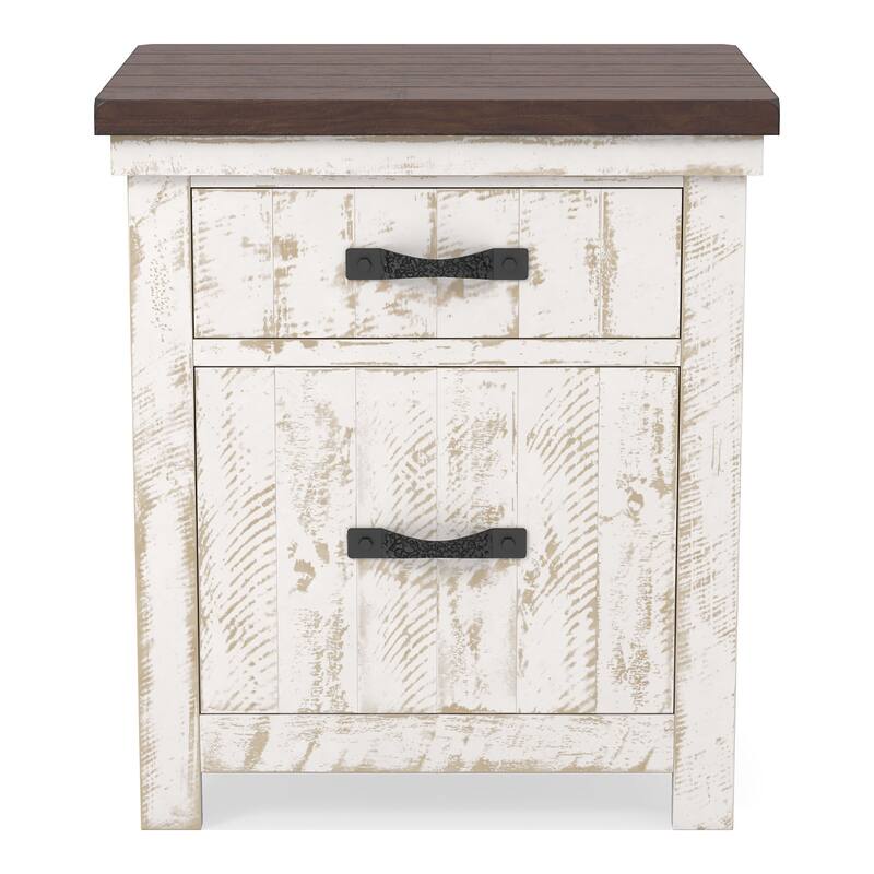 Ynez Farmhouse White Wood 2-Drawer Nightstand with USB Port by Furniture of America