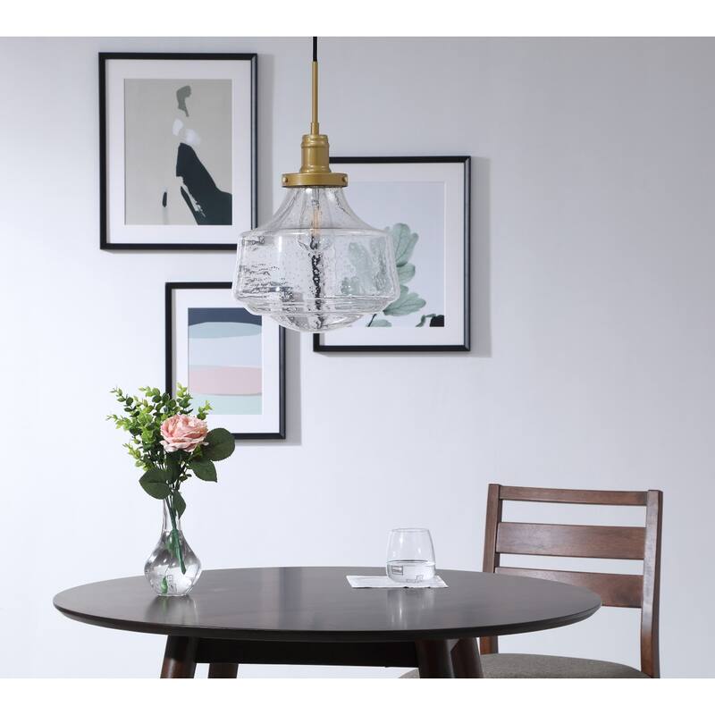 Klyli 11-inch 1-light Clear Seeded Glass Hanging Pendant