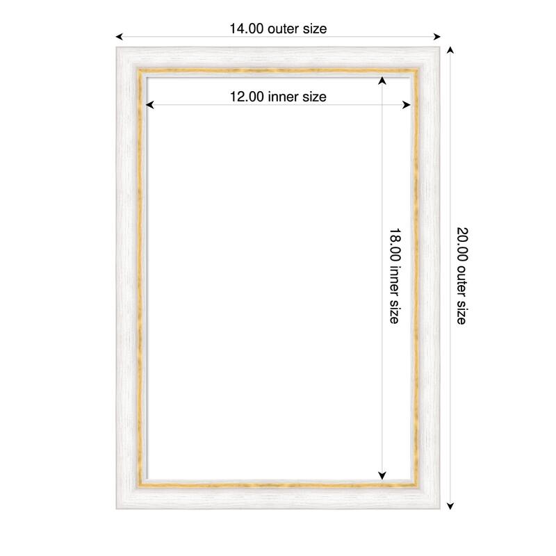 Amanti Art Morgan White Blue Framed Dry Erase Magnetic Board - 14 x 20 in - Morgan White Gold