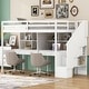 preview thumbnail 20 of 36, Contemporary Modern Design Twin Size Loft Bed with Build-In Double Desks and Shelves,Storage Staircase,Solid Pine Wood Frame White