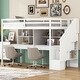 preview thumbnail 1 of 17, White Twin Size Solid Wood Loft Bed with Storage Staircase and Desks White