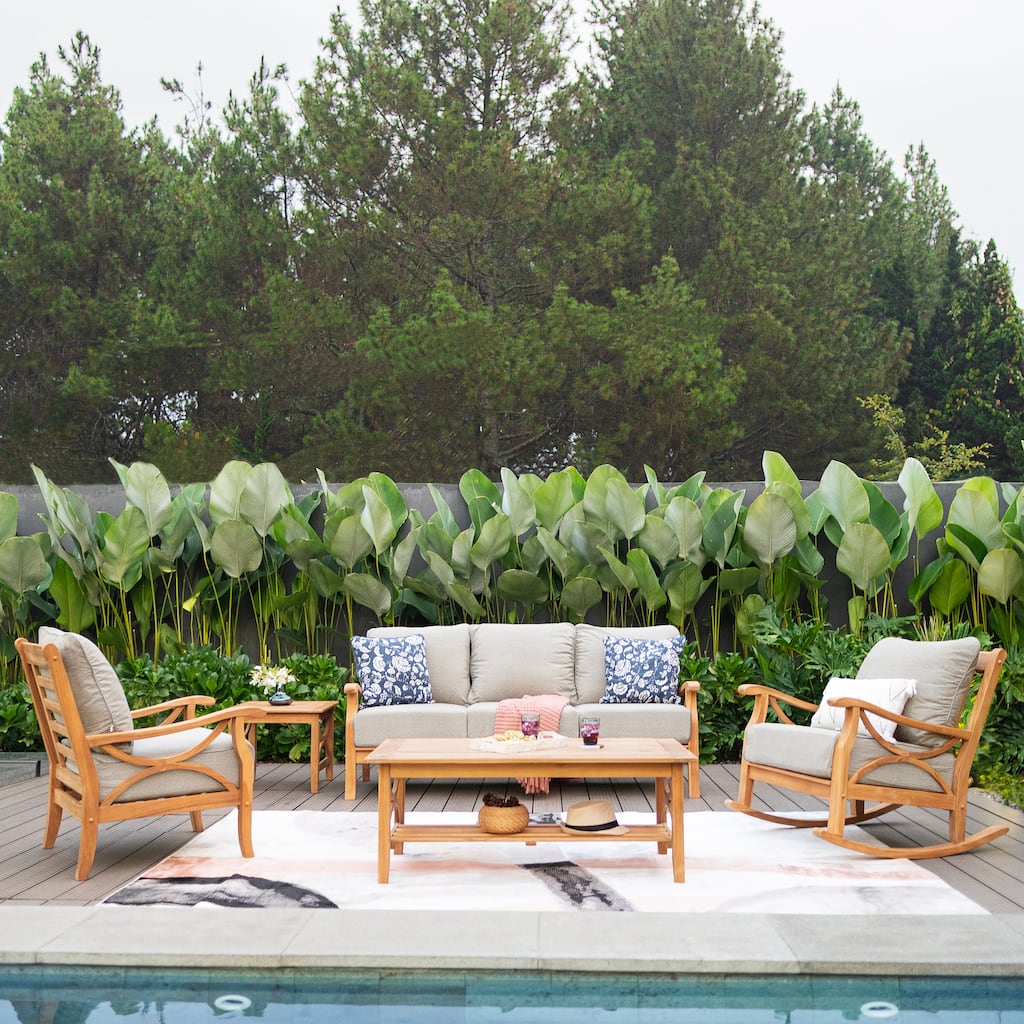 Cambridge Casual Lowell 5-piece Teak Wood Outdoor Conversation Set