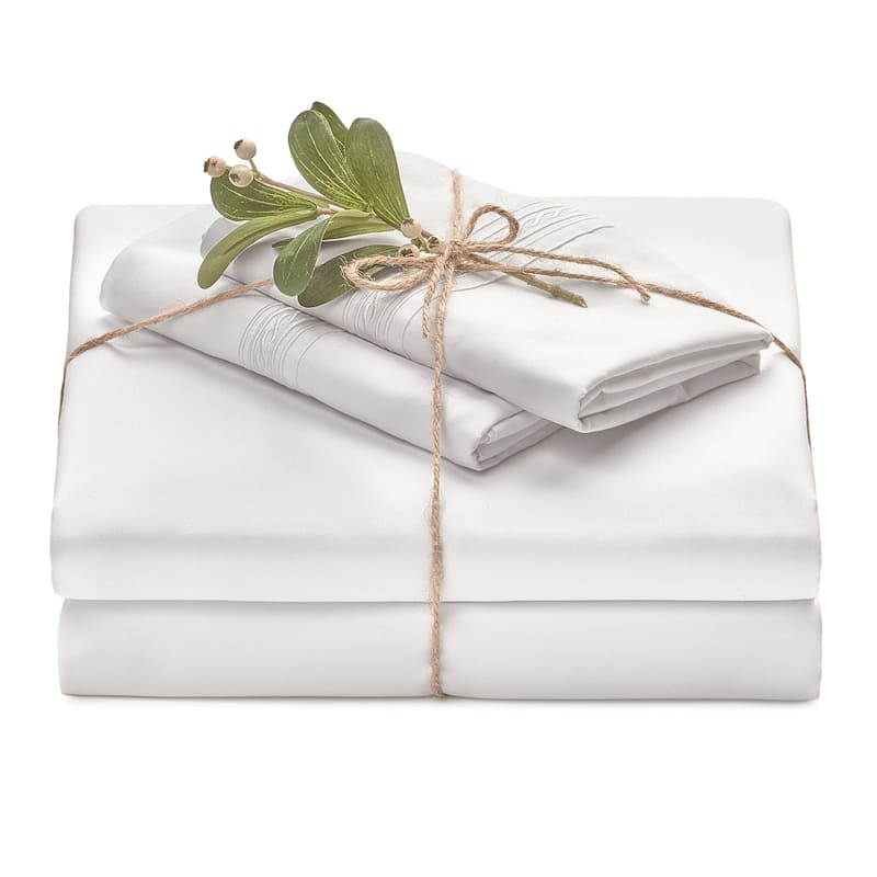 Chanasya Solid Color Embroidered Ultra Soft Luxury Microfiber Sheet Set