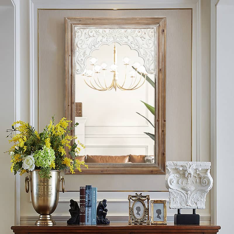 Wood Framed Rectangular Accent Wall Mirror - 43.39" H x 27.95" W x 1.5" D
