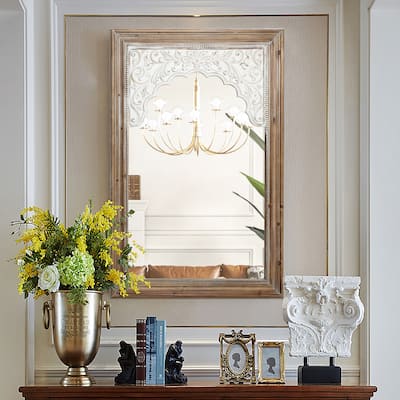 Wood Framed Rectangular Accent Wall Mirror - 43.39" H x 27.95" W x 1.5" D