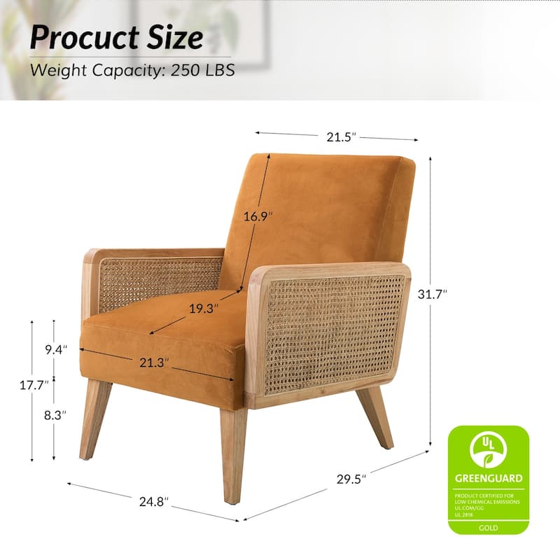 Carmina Upholstered Accent Chair with Natural Rattan Arms by HULALA HOME