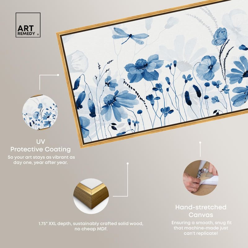 Blue Floral Spring Panoramic Canvas by Art Remedy