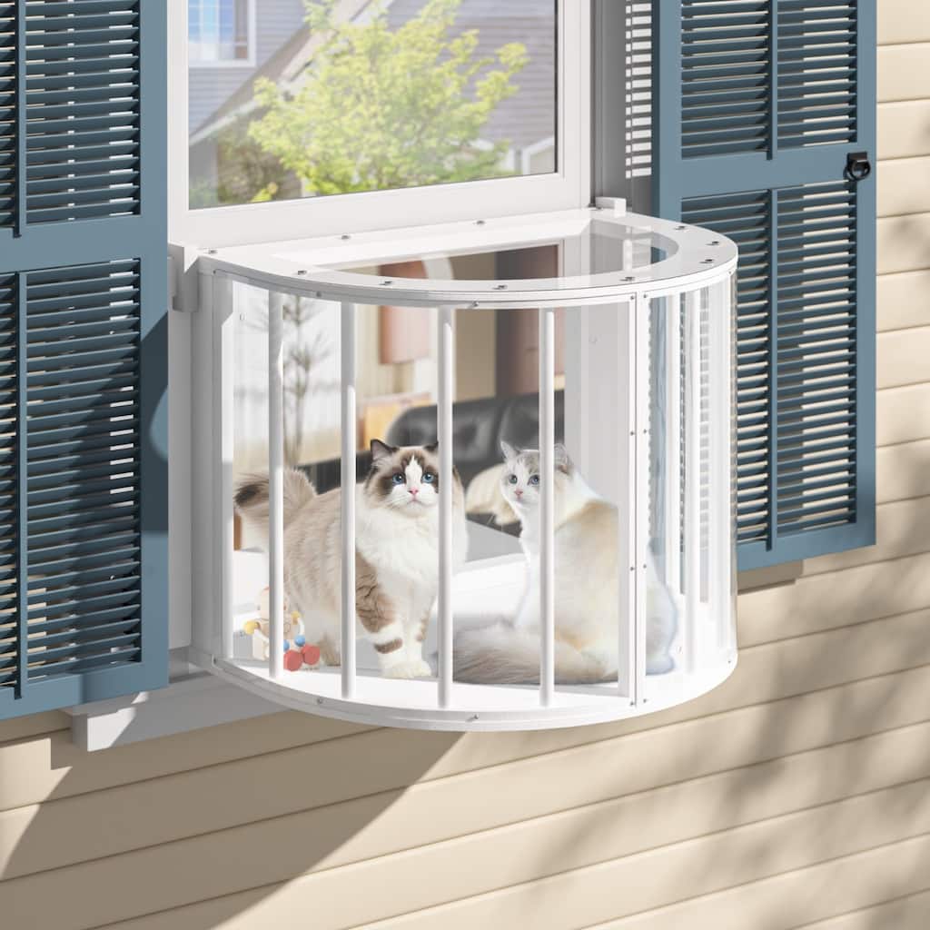 VEIKOUS Premium Cat Window Perch Box, 360° View Outdoor Catio Enclosure with Sunroof