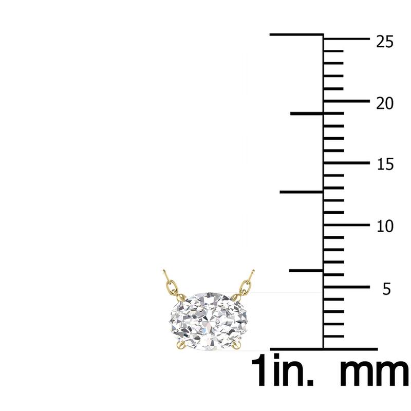 Marquee Lab Grown 1/2 Carat Floating Oval Diamond Solitaire Pendant in 14K Yellow Gold