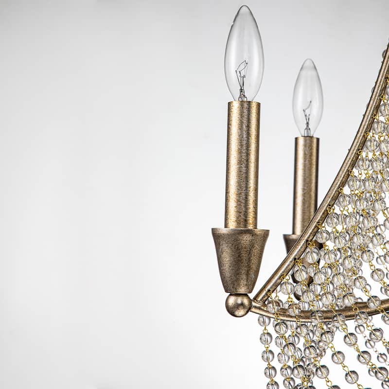 OYIPRO 8-Light Vintage Antique Gold Crystal Large Empire Chandelier