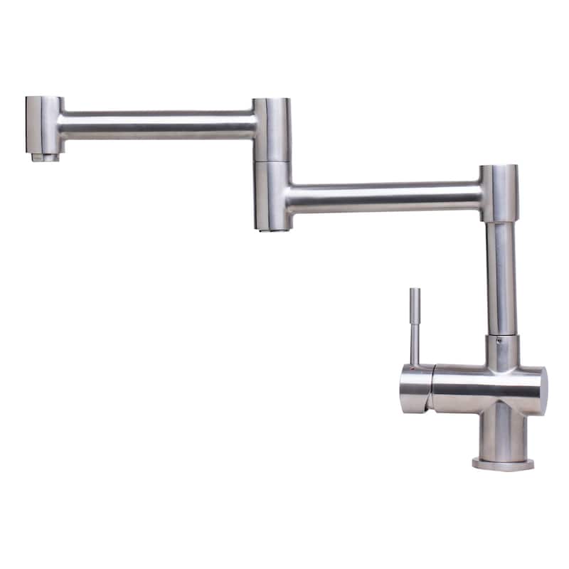 ALFI AB2038-BSS Brushed Silver Stainless Steel 12-inch Retractable Single-hole Kitchen Faucet